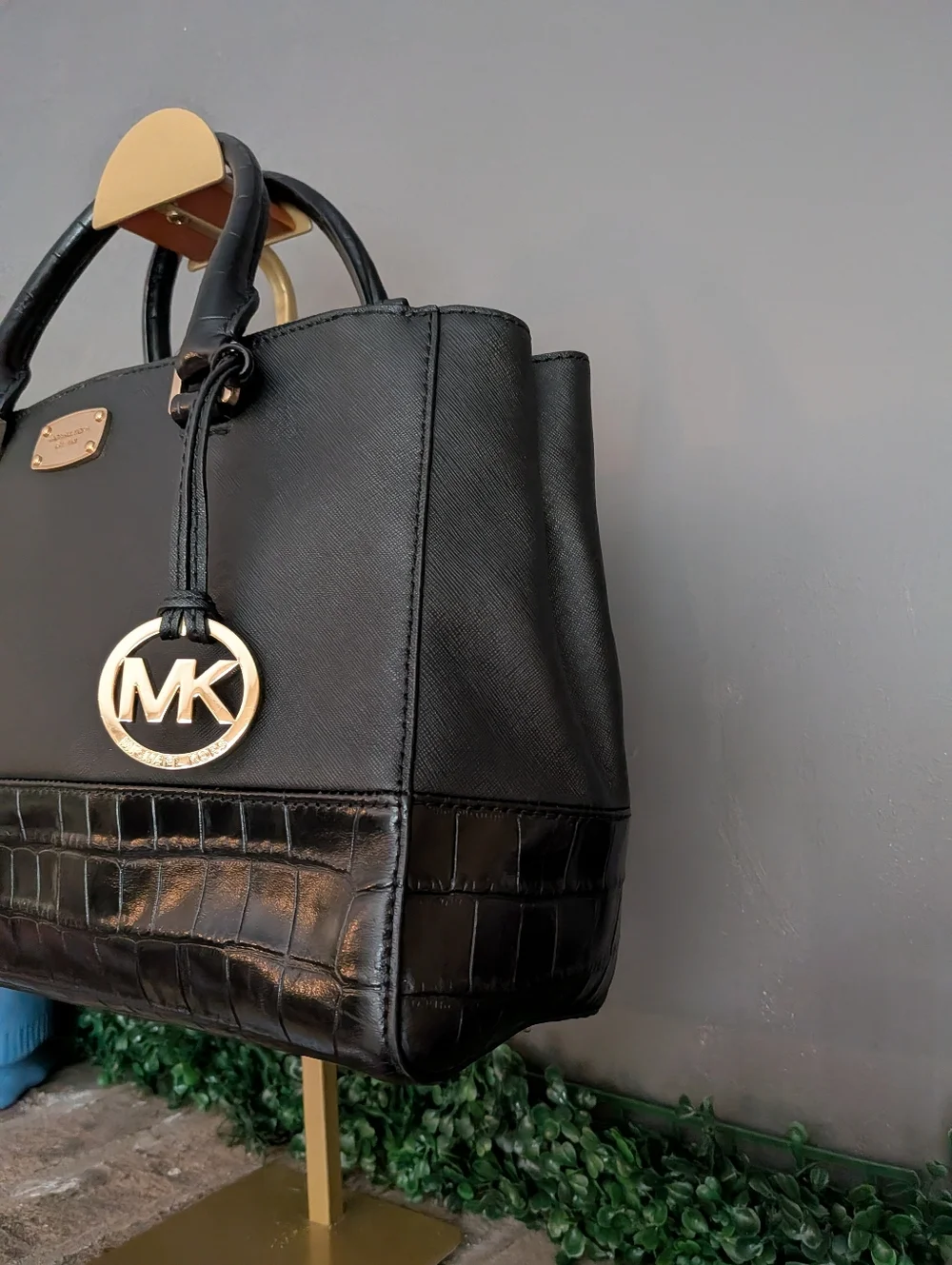 Michael Kors Black Saffiano & Croc-Trim Satchel - Picture 3 of 10